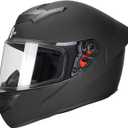 Full Face Motorcycle Helmet for Adults with DOT Approved, Lightweight Aerodynamic Street Bike Helmet for Men and Women, Three Layers Protection (Medium, Black, clear visor)
