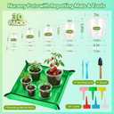 3/4/5/6/7 Inch Clear Plastic Nursery Pots with Drainage Holes and Saucers, 30Pcs Seedling Starter Flower Pots with Repotting Mat, Plant Labels and Tools Sets for Flower Herb, Succulent Transplanting