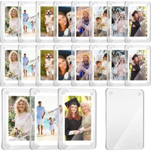 Remerry 24 Pcs Acrylic Fridge Magnetic Frames for Photos Compatible with Polaroid Instax Mini Pictures Double Sided Clear Fridge Magnetic Frame for Family Friend Class of 2026, 2.36 x 3.54 Inch
