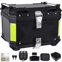 Motorcycle Top Case 45L Trunk Tail Box Bag Aluminum alloy handle With Leather Lining Anti-Theft With Double Lock And Back Cushion Waterproof Dustproof Easy Installation With Universal Bracket Silver