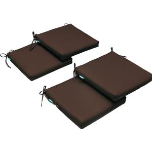 QILLOWAY Outdoor Indoor Chair Pads,Seat Cushions, Square Foam Dining Chair Patio Cushion Set of 4, All Weather, 17" Lx17 Wx3 D (Coffee)