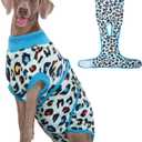 Kuoser Dog Recovery Suit for Dogs After Surgery,Professional Surgical Onesie for Female Male Dogs Spay Neuter,Soft Dog Surgery Suit Bodysuit for Abdominal Wounds Skin Disease,Blue Leopard XL (X-Large (Back: 20.1" - 24.8"; Weight: 42 - 75LB))