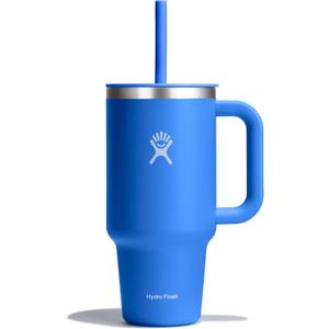 Hydro Flask 32 Oz Travel Tumbler with Handle, Lid and Straw - Insulated Stainless Steel in 32 Oz Cascade Blue