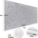 Large Bulletin Board, 72x48 Inches Cork Board Alternative, Large Felt Board Decorative Pin Board for Wall, Foldable Photo Board Self-Adhesive Vision Board with 36 Pushpins Light Gray