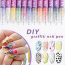 12 Colors Nail Art Pens Set, Nail Markers For Nail Art, Diy 3d Nail Polish Pens, Dry Nail Art Nail, For Art Drawing Painting Point Dotting Manicure Tools Nail Design (1set)