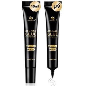 UNA GELLA Strong Nail Glue Gel, 15g*2pcs No U V/Lamp Needed Nail Gel Glue, Quick Air Dry Semi Solid False Nail Glue, Super Strong Nailglue For Press Ons Acrylic Nails Tips Extension DIY Kit