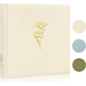 4x6 Photo Albums with Writing Space 100Page,200 Pockets-Acid Free Rose wedding photo album Book,Cute Gifts for Family Anniversary,Beige