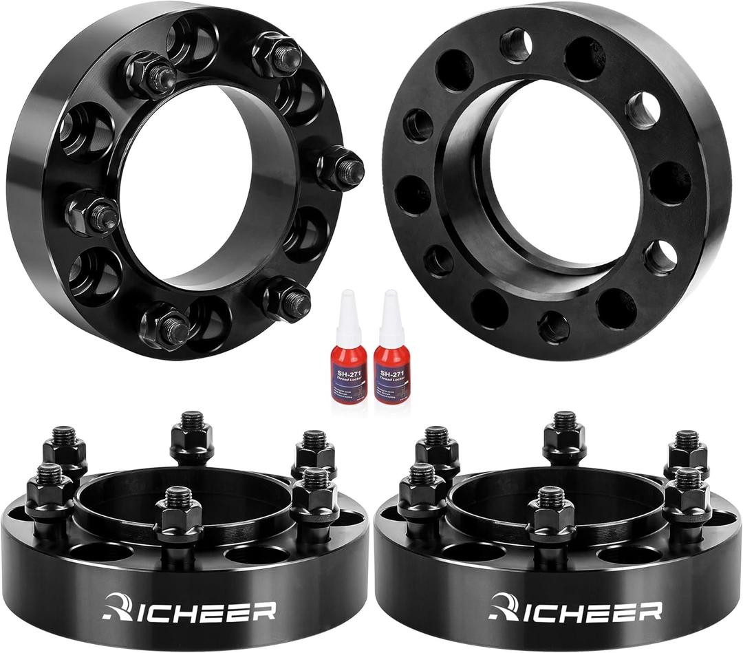 Richeer 1.5'' 6x5.5 Wheel Spacer for 1995-2023 Tacoma with Extend Lug Nuts, 4PCS 6x139.7mm Hub Centric Wheel Spacers with 12x1.5 Studs & 106mm for 4Runner Tundra FJ Cruiser Sequoia GX470 GX460