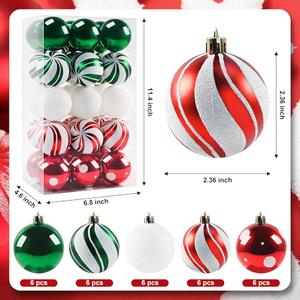 2.36" Christmas Tree Ball Ornaments, Christmas Ball Decoration Set for Fall Halloween Decor Red Green and Gold Christmas Ball Shatterproof Hanging Tree Ornament Set for Christams Tree 