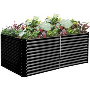 Land Guard 8x4x3ft Rectangular Galvanized Raised Garden Beds, Large-Capacity Metal Planter Box Outdoor, Durable Deep Raised Garden Bed 3ft Tall, Raised Beds for Gardening Vegetables, Dark Grey