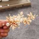 JONKY Gold Flower Hair Clip Bride Wedding Headpiece Bridal Hair Accessories for Women