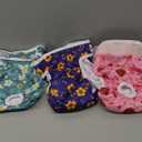 Pet Soft Washable Female Diapers (3 Pack) Female Dog Diapers, Comfort Reusable Doggy Diaper for Girl Dog in Period Heat (Cute Flower, L) (Large:19''-25'')