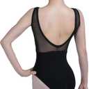 Women's Ballet Leotard 01D0152, Deep V Mesh Front, Open Back, Front Lined, 4-Way Stretch (Medium)