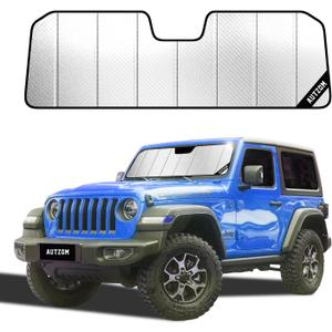 Windshield Sun Shade for Jeep Wrangler 2018-2026, Gladiator 2020-2026, Custom-fit Windshield Cover, Protect Dashboard, Foldable Car Window Shades Wrangler & Gladiator Accessories