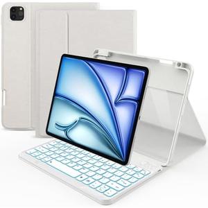 Keyboard Case for iPad Air 11 inch (M3/M2, 2025/2024)/ iPad Pro 11 inch (1st, 2nd, 3rd, 4th Gen)/ iPad Air 5th 4th Generation, 7 Colors Backlit Detachable Wireless Keyboard Cover with Pencil Holder
