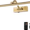 Wireless Picture Lights for Wall Battery Operated Brass Art Light for Paintings with Remote 3CCT Dimmable Portrait Lighting Rotatable Display Lighting 16" Rechargeable Wall Lamp for Frame Dartboard