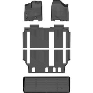 All Weather Floor Mats Custom for for Toyota Sienna 2020-2013 8 Seater Floor Mats Cargo Liner Trunk Carpet All Weather Heavy Duty TPE Waterproof Anti-Slip Accessories