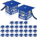 Pajean 30 Pcs Graduation Cap Candy Gift Box Grad Hat Gift Box Treat Boxes with Tassels Graduation Party Favors for Guests Class of 2025 Decorations(Blue)