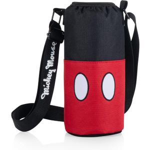 PICNIC TIME Disney Mickey Mouse Shorts Shorts Bottle Cooler, Water Bottle Holder, Insulated Water Bottle Cooler Bag, (Black with Red Pattern)