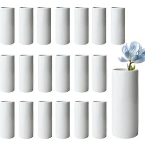 Modern White Ceramic Vase Set of 20 for Living Room Bedroom 5.51'' Minimalist Fresh Small Flower Vases for Bouquet Fake Plant Home Decor Office Fireplace Centerpieces Nordic Style 20 Pack