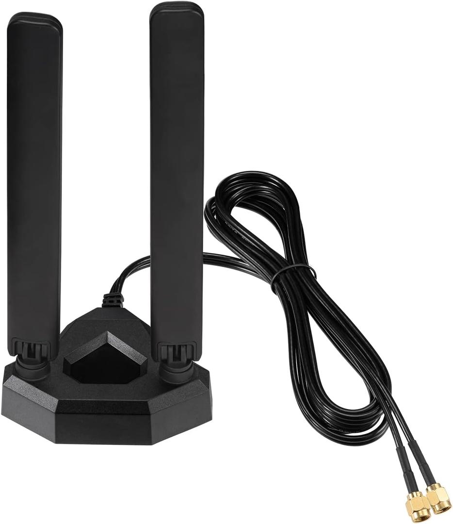 Eightwood WiFi 6E Tri-Band Antenna 6GHz 5GHz 2.4GHz Gaming WiFi Antenna Magnetic Base with 6.5ft Extension Cable for PC Desktop Computer PCIe WiFi 6E Card, Router
