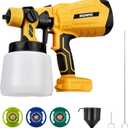 IRONFIST Cordless Paint Sprayer, for DEWALT 20V Battery Brushless HVLP Electric Paint Gun with 1000ML Container, 3 Patterns, 4 Size Nozzles (Battery NOT Included) Yellow