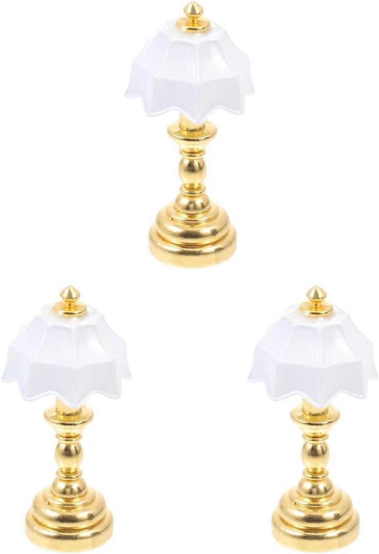 Uonlytech Dollhouse Lamp Model 3 Pcs Miniature Lamp Decorative Mini Light Miniature Lamp Model Miniature Furniture Model Led Desk Lamp Vintage Decor for Dollhouse