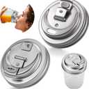 Palksky Mason Jar Drinking Lids, Stainless Steel Wide Mouth Mason Jar Sip Lid accessories, Anticracking Leak Proof Seal Flip Cap Cover Airtight Accessories for Drink,2Pack