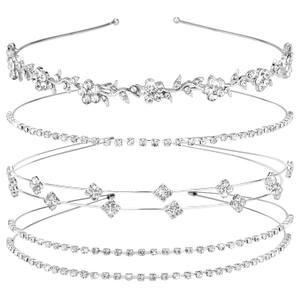 Jaciya Rhinestone Headband Silver Bridal Wedding Headband Crystal Flower Girl Leaves Crown Metal Hair Band Tiara Prom Hair Accessories for Women Girls