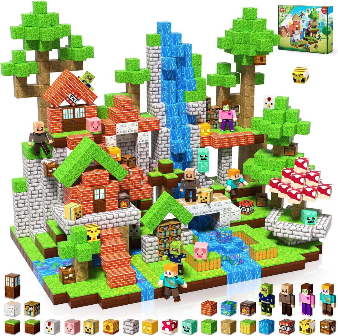 Magnetic Blocks - 164PCS Magnetic Building Blocks Cubes, Magnet Toys for Kids Age 3+, Toy Building Set for Kids, Magnets Stacking Construction Toys Birthday Gifts for Boys Girls Age 4-8, 8-12