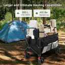 HAUSPROFI Collapsible Wagon Cart, 400 lbs Capacity, 7 cu ft (200L) Large Storage, Heavy Duty Foldable Utility Wagon with Pockets, Beach Wagon with Big Wheels for Sand, Garden, Camping & Grocery