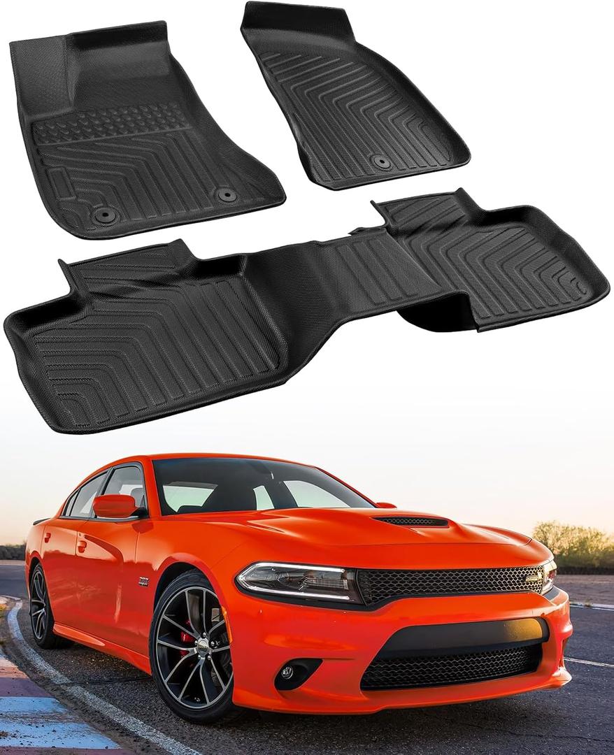 Car Floor Mat for Dodge Charger: All Weather Liner Custom Fit Chrysler 300 RWD 2011 2012 2013 2014 2015 2016 2017 2018 2019 2020 2021 2022 2023 RT Scat Pack SXT GT SRT Front Rear Full Set Accessories