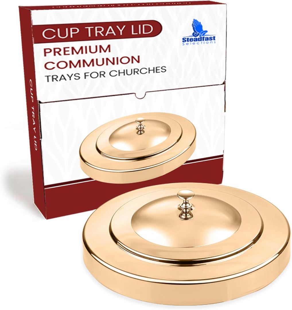 (Cup Tray Lid) Gold Premium Communion Trays for Churches | Stainless Steel Communion Ware Set, Supplies | 40 Cup Tray