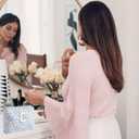 Alphabet Makeup Bag Cosmetic Bag for Women, Christmas Gifts for Age 11-18, Personalized Floral Coquette Travel Bag, Trendy Stuff Zipper Make Up Pouch Organizer Bag (Blue Floral C)