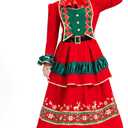 Mrs Claus Costume Adult Women Miss Santa Dress 4PCS Long Sleeve Christmas Outfit Party Holiday Plus Size (3X-Large)