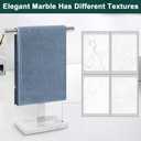 Hand Towel Holder, T-Shape Hand Towel Stand for Bathroom, Hand Towel Rack Bar Standing for Vanity Kitchen Countertop, 304 Stainless Steel, Marble Base (Chrome)