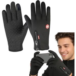 Warm & Touchscreen Gloves, Anti-Slip Thermal Winter Gloves for Men & Women, Windproof Cold Weather, for Motorcycle Riding, Bicycle, Cycling, Hiking & Winter Sport Outdoor Gloves (Large)
