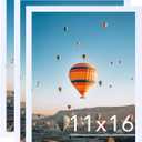 JCJMY 11x16 White Picture Frame Set of 3, Horizontal and Vertical Formats for Wall Hanging, 11 x 16 Wall Gallery Poster Photo Frames with Durable Shatter Resistant Plexiglass, 3 Pack, White