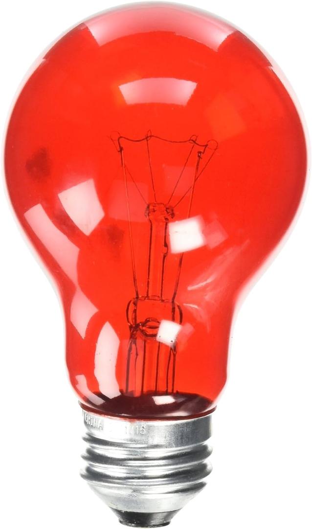 Westinghouse 0344600, 25 Watt, 120 Volt Trans Incandescent A19 Light Bulb-2500 Hours, 1 Pack, Transparent Red