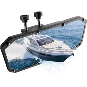 Universal 360 Adjustable Boat Mirror, Upgraded Metal Clamp, Wide-Angle Convex Marine Mirror for Pontoon & Ski Boats, Surfing & Water Sports, Easy Installation