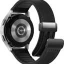 Magnetic Leather Band Compatible with Samsung Galaxy Watch 7/6/5/4/Active 2 40mm 44mm/Watch 6 Classic 43mm 47mm/Watch 5 Pro 45mm/Watch 4 Classic 42mm 46mm, 20mm Strap for Men (A2 Black (for 20mm))