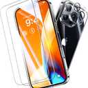Set Of 2 Opxyl Not Yellowing for iPhone 16 Pro Max Case Clear, 360° Protection with 2X Screen Protector + 2X Camera Lens Protector, Mil-Grade Shockproof Phone Case Slim Cover for iPhone 16 Pro Max, Clear 