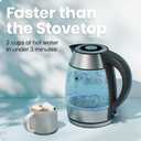 Chefman Electric Kettle 1500W, 1.8L Hot Water Boiler, Removable Lid for Easy Cleaning, LED Indicators, Auto Shutoff & Boil-Dry Protection, Borosilicate Glass Electric Tea Kettle Stainless Steel