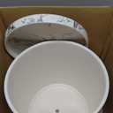 10 Inch Round Ceramic Planter with Tray, White Marble Finish, Indoor Plant Pot with Drainage Mesh and Scratch Pad
