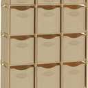 Cube Storage Organizer with Storage Bins Included - The Perfect Closet Organizers and Storage Solution. Includes 12 Storage Cubes, Great For Toy Storage, Closet Storage, Clothes Storage (Beige)