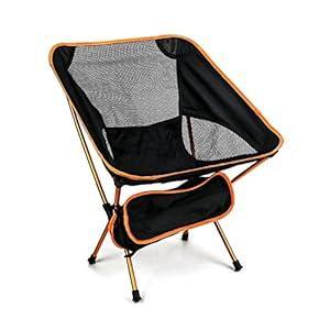 QWORK Ultralight Portable Camping Chair with Triangular Stability – Aluminum Alloy Frame, Ripstop Polyester Seat, Plastic Joints, 330 lbs Capacity - for Fishing, Camping, Hiking and Backpacking Orange