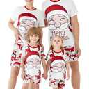 PATPAT Christmas Family Matching Short Sleeve Pajama Sets - Perfect for Family Photos & Holiday Celebrations (Small, White Santa Claus)