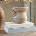 Cinnvoice Set of 2 Aesthetic Decorative Books Linen Boxes Enhance Your Coffee Table Bookshelf Mantle Decor Beautiful Fake Faux Books for Vintage Home Decoration Photo Storage (Baby Blue Beige)