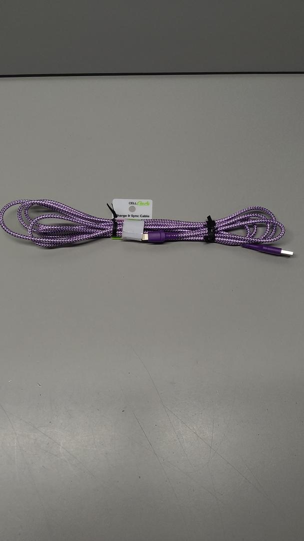 CCY Lightning 10Ft Braided Cable, Purple