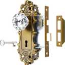 Mortise Lock Set for Interior DoorVintage Brass Door Knobs with Lock and Skeleton Key, Antique Door Handle Lock Replacement for Interior Doors